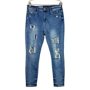 Judy Blue Womens Skinny Distressed Blue Denim Jeans Size 13/31